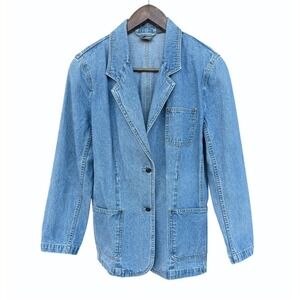 Lizwear Womens Denim Blazer Jacket Blue Medium Wash Size 12 Country Classic